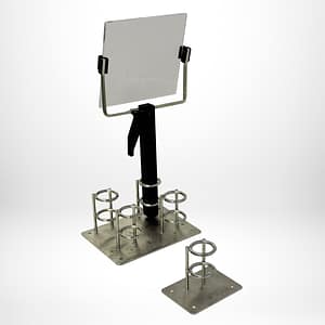 Metal display stand with sign holder